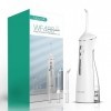 VOYOR-HEALTH Hydropulseur Dentaire Portable, Irrigateur Oral sans fil Étanche IPX7, 250 ML, 4 Buses 3 Modes, Nettoyeur de Den