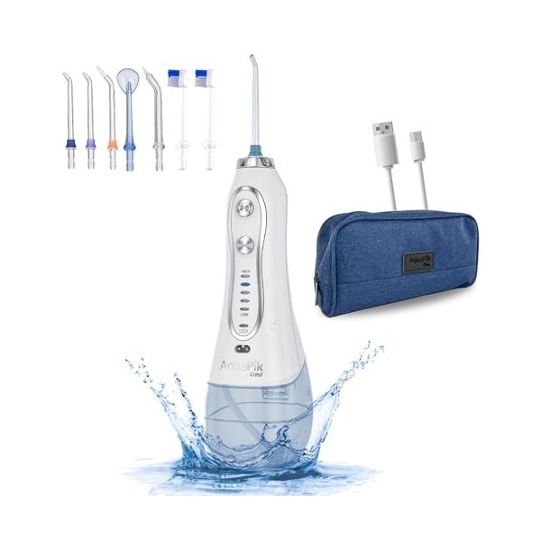 Aquapik One, Irrigateur dentaire et nasal portable. Comprend 8 buses multifonctionnelles. 5 modes dutilisation.Capacité 300 