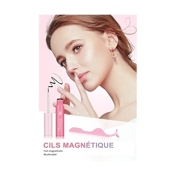 Cils Magnétique, Faux Cils Magnétique Avec Eyeliner, Nouveaux Faux Cils Naturels RéUtilisables Sans Colle Maquillage Durable 