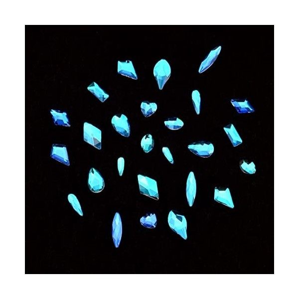 Assortiment de formes en verre à dos plat Aurora - Strass transparents - 6 tailles de diamants ronds pour décoration dongles