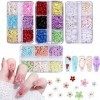 Flymind Fleurs Ongle Nail Art 3D, Strass à ongles de fleurs de couleurs mélangées pour DIY Nail Conception dOngles 4 Boîtes