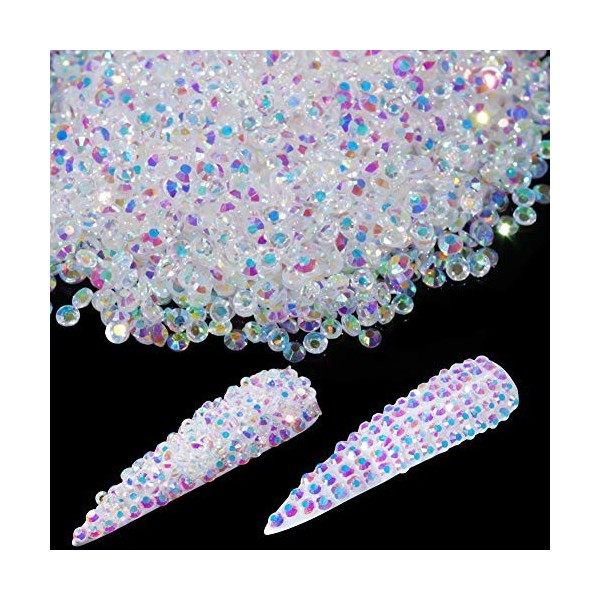 Lot de 5000 mini perles en verre et strass irisés de 1,2 mm pour nail art, bricolage et maquillage Mini strass AB 2,4 mm 5 0