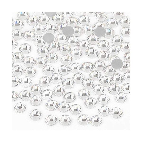 Beadsland 1440 PCS strass à dos plat pierres précieuses rondes pour Nail Art et Craft Glue Fix, Aigue-marine SS20 4.6-4.8mm 