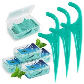 LAOYE Fil Dentaire 300 PCS Porte fils Dentaire, Lot de 5 dental floss la poignée HIPS confortable de qualité alimentaire, mai