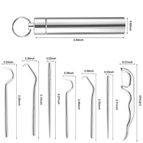 7 Pièces Cure Dent Metal Réutilisable, Cure-dents En Acier Inoxydable, Portable Toothpick, Porte Cure Dent de Poche pour Les 