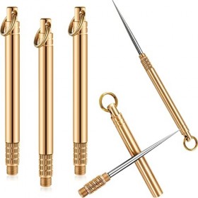 Cure-Dents en titane, Portable Toothpick,3 Pcs Léger Réutilisable Cure-Dents, Télescopiques avec Capuchon, Protecteur Porte C