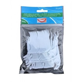 Pochette de 75 portes fils dentaires et cure dents jetables 2 en 1