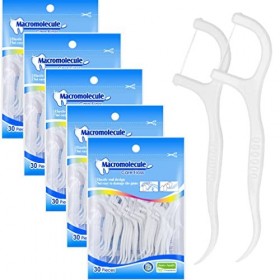 VINUSTO Lot de 5 de 150 bâtonnets de fil dentaire à poche zippée, bâtonnet de fil dentaire en polymère, Bâton de fil dentaire