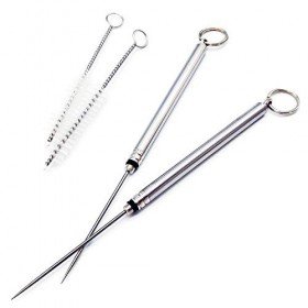Lot de 2 cure-dents réutilisables en titane avec 2 brosses de nettoyage pour porte-clés, voyage, pique-nique, randonnée, camp