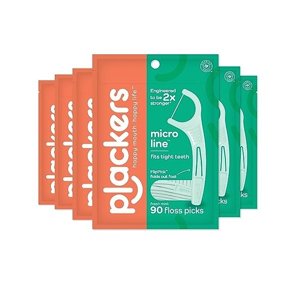 Plackers Micro Mint, 90 Count Pack of 6 by Plackers