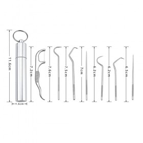 Fezf 1 Ensemble de Sac de Cure-Dents en Titane Portable, 7 Styles, Ensemble de Cure-Dents en métal réutilisable pour Les Voya