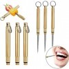 YDDZ 6 Pièces Portable Toothpick, Cure-Dents, Porte-Cure-Dents en Métal, Porte Cure Dent de Poche, Léger Réutilisable avec Ca