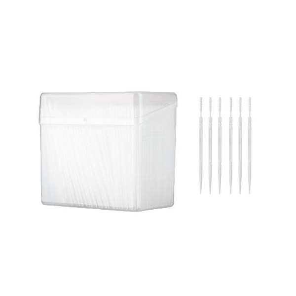 Lot de 1100 cure-dents jetables en plastique avec étui transparent