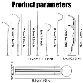IUDWCG 7 Pcs Set de cure-dents en acier inoxydable, cure-dents portable en titane, réutilisable, imperméable, élimine les tac