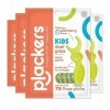 Plackers Lot de 4 paquets de 300 cure-dents pour enfants - Multicolore - Motif spirale de smoothie aux fruits - Version origi