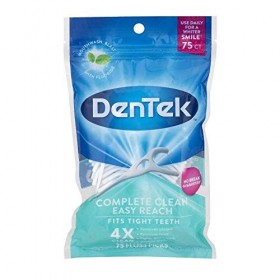 DenTek - Lot de 2 cure-fils de nettoyage complet – 75 par paquet – Facile à atteindre