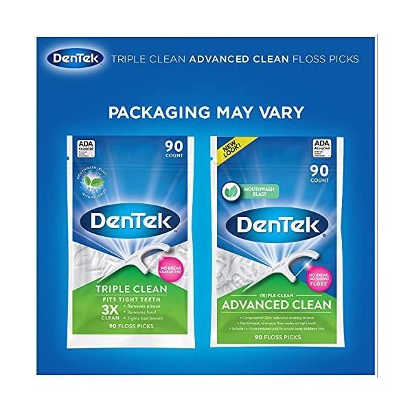 Dentek Triple Clean Floss Picks, Mint, 90 Count by U.S. Dentek