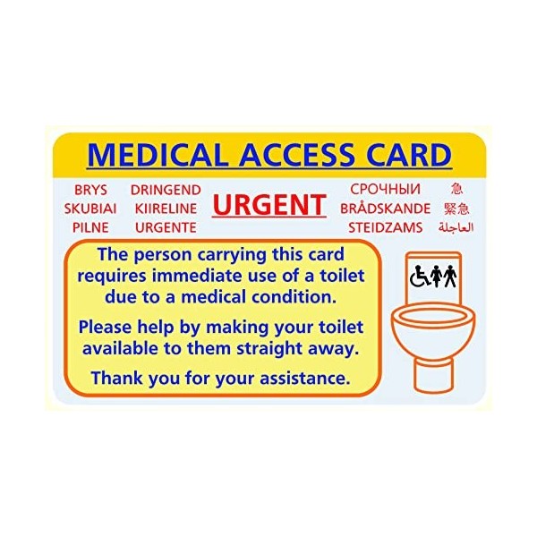 Carte daccès médicale pour demander un accès urgent aux toilettes. 3 