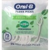 Oral-B Lot de 5 piques à fil dentaire à la menthe fraîche - Fraîcheur - Résistants aux déchiquements - 75 pièces