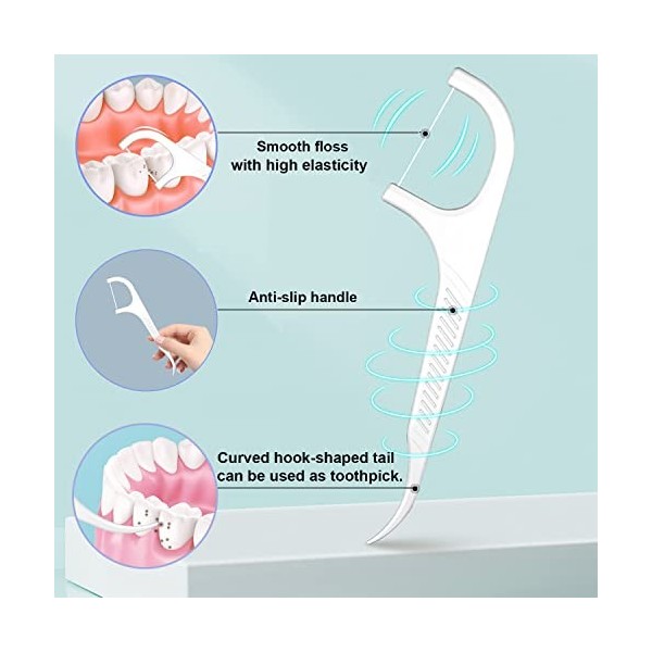 Easyhonor Lot de 220 cure-dents jetables pour fil dentaire, bâtons dentaire, bâtonnets dentaires, pics dentaires et 2 étuis d