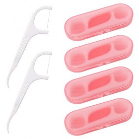 WLLHYF Lot de 4 étuis de voyage pour fil dentaire rechargeable - 40 cure-dents professionnels pour famille, hôtel, voyage, fe