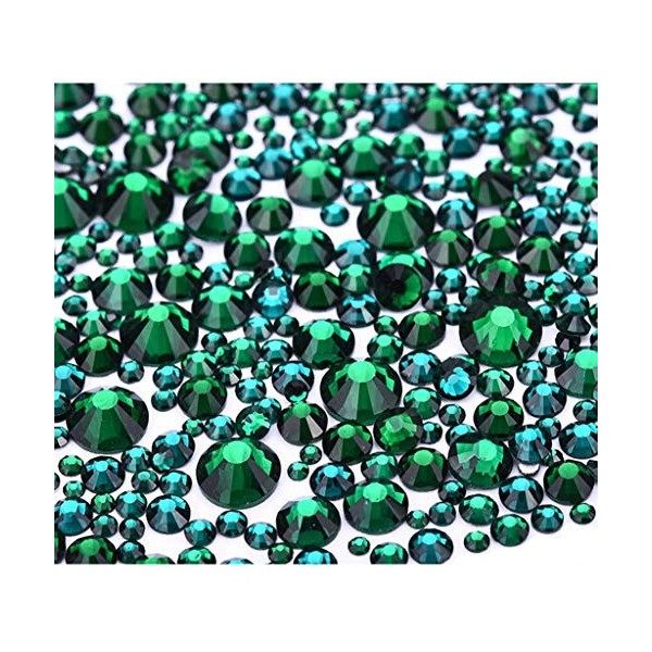 Jollin ss4 ~ ss12 -3 456 strass à dos plat en verre pour nail art, taille 6,, vert foncé, Mixed SS4 5 6 8 10 12