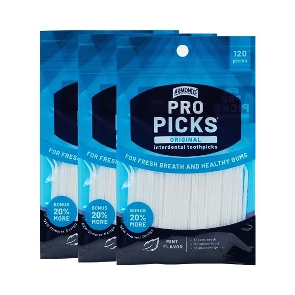 Armonds The ProPick Original Lot de 3 paquets de cure-dents en plastique