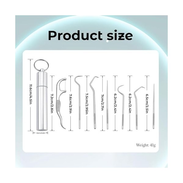 Set de cure-dents en acier inoxydable - 7 pièces dans un rangement pratique - Porte-cure-dents étanche en métal