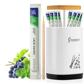 Wunder Cure-dents au goût - Lot de 100 cure-dents emballés individuellement + 1 distributeur de cure-dents - Hygiène bucco-de