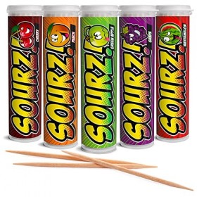 Xero Picks - Cure-dents aromatisés Sourz pour une haleine fraîche longue durée – 100 pics – Lot de 5 – Assortiment varié