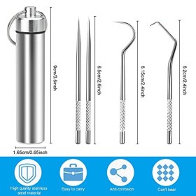 WUHEECOME Lot de 4 sacs de cure-dents portables en Acier Inoxydable Cure-Dents Grattoir Portable Antirouille Sacs de Cure-Den