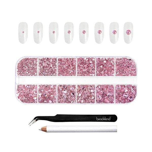 Beadsland strass pour le maquillage,8 tailles 2500pcs cristal dos plat strass visage pierres précieuses pour lartisanat ongl