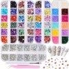 5 Boxen buntes Nail Art Strass Set - bunte Nagel Kristall Edelsteine Nageldiamanten Nagel Pferde Augen Strass mit Pinzette un