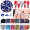 5 Boxen buntes Nail Art Strass Set - bunte Nagel Kristall Edelsteine Nageldiamanten Nagel Pferde Augen Strass mit Pinzette un