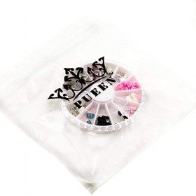 PUEEN 3D Nail Charms Wheel of 24pcs Resin & Alloy Rhinestones Nail Art Decoration Bow Flower DIY for Nails & Cell Phones-BH00