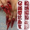 735 pcs Strass Rouge pour Ongles Acrylique Pierres Rouges pour Ongles Cristal 3D Nail Diamonds Art Décoration Artisanat DIY