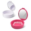 Y-Kelin Boîte de rangement partielle pour dentier et appareil dentaire, avec miroir rose + blanc 