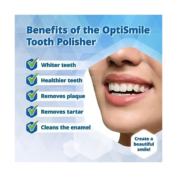 OptiSmile ® Polisseur Dentaire | Pour des Dents Blanches | Elimine les Taches, la Plaque & le Tartre | Kit de Blanchiment pou