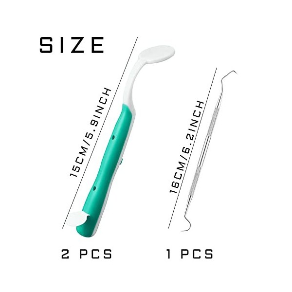 Miroir dentaire éclairé en 2 parties avec sonde buccale double face en 1 pièce, kit de soins bucco-dentaires, outil dentaire 