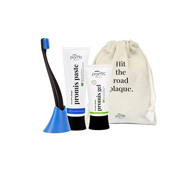 promis kit de soins dentaires pour une protection optimale contre la plaque et le tartre | brosse à dents durable | dentifric