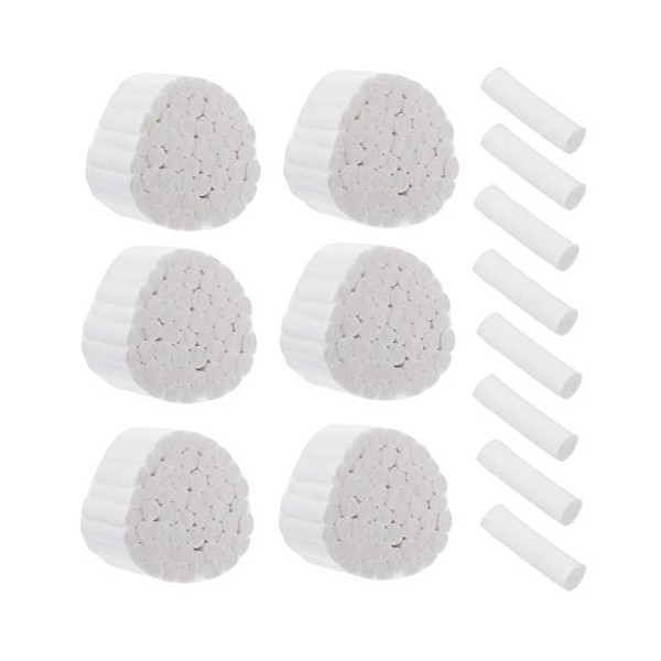 Scicalife 1000Pcs Rouleaux de Coton Dentaire Haute Absorbante Boule de Coton Roulée Tampons de Coton Bouchons de Nez pour Enf