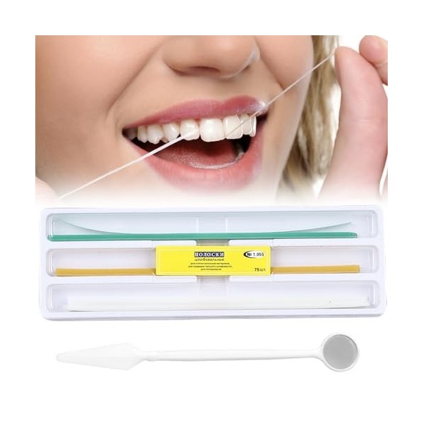 Lot de 75 feuilles de papier abrasif dentaire, bandes de polissage  dentaire, taille – 4 mm de large, kit de polissage dentair