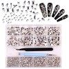 3320Pcs Strass Ongle Nail Art Ongles AB Strass Art, HOINCO Nail Art Strass 3d 320 Diamants+3000 Strass Ongles avec Pince à Ép