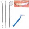 Kit DHygiène Dentaire,Kit DHygiène Dents,4 pcs Dents En Acier Inoxydable,Ensemble DOutils De Dentiste Professionnel En Aci