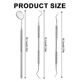 JSKWIKE 3 Pcs Kit dhygiène dentaire pour lélimination de la plaque et du tartre kit de blanchiment des dents avec miroir de