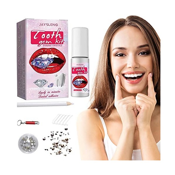 Cotensta Kit de Gemmes Dentaires, Autocollants Dentaires à Paillettes, Bijoux Dentaires en Cristal Amovibles et Faciles à Fix