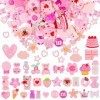 EBANKU Lot de 100 décorations en résine rose à dos plat - 36 styles mixtes - Breloques Kawaii Slime - Fournitures de scrapboo