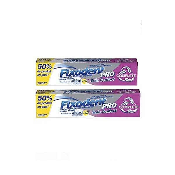 Fixodent - Fixodent Pro - Soin Confort - Tube de 70,5 grammes - Lot de 2 tubes