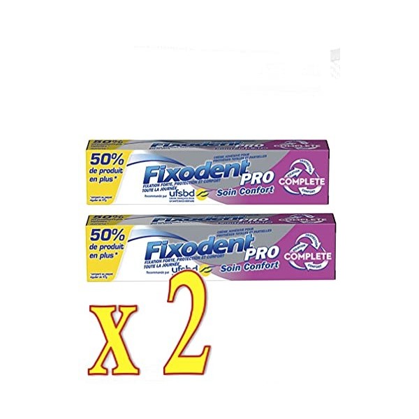 Fixodent - Fixodent Pro - Soin Confort - Tube de 70,5 grammes - Lot de 2 tubes