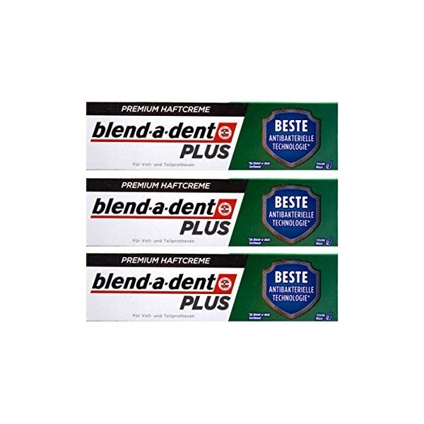 Blend a dent Plus Lot de 3 tubes de crème adhésive de qualité supérieure à la menthe 40 g